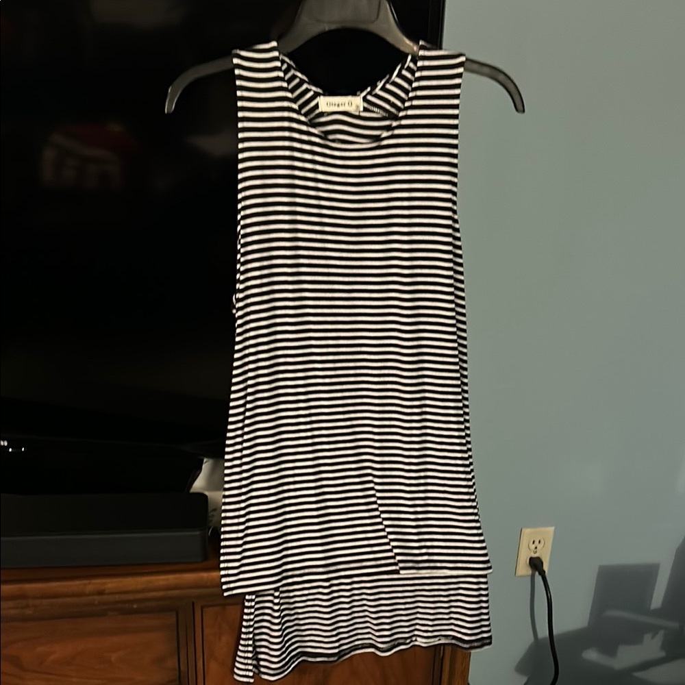 Ginger G Blue and White Striped Top - Medium